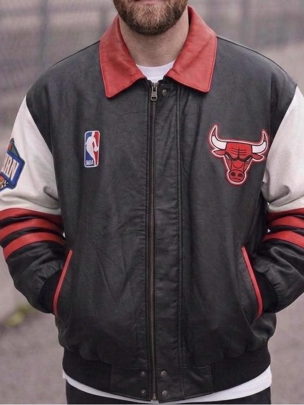 Vintage Jeff Hamilton Chicago Bulls Leather Jacket size 3XL basketball